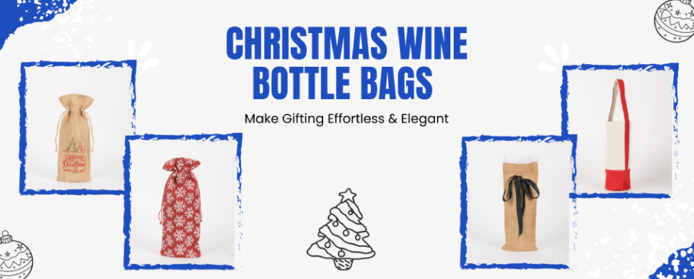 Festive wine bottle bags designed for elegant Christmas gifting